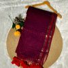 Mulmul sequence with zari chex- Royal Purple