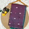Handwoven Mulmul Cotton Jamdani Saree – Dual Shade Plum Purple with Firozi Border & Tassels