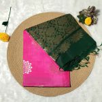 Kanchipuram Semi Soft Silk Saree – Rani Pink & Bottle Green with Tested Zari